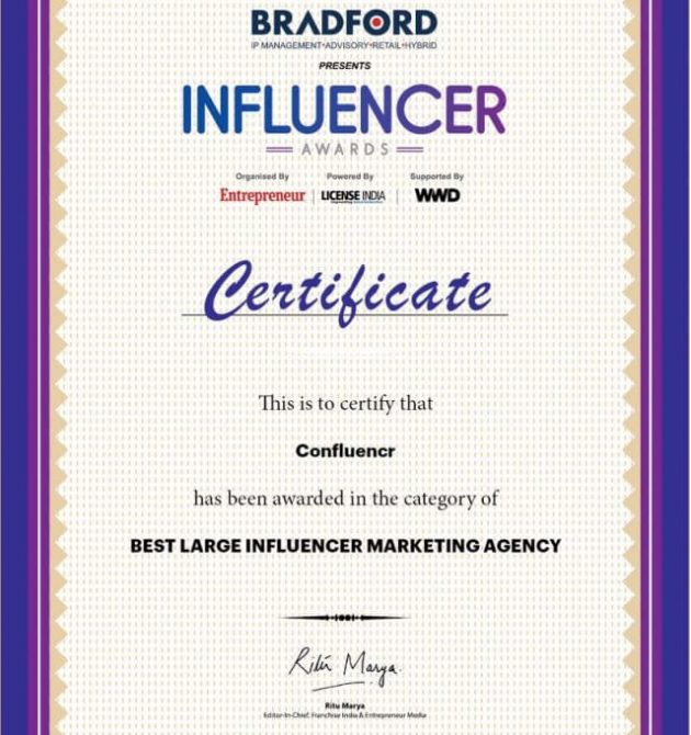 BRADFORD Award for Best Large Influencer Marketing Agency